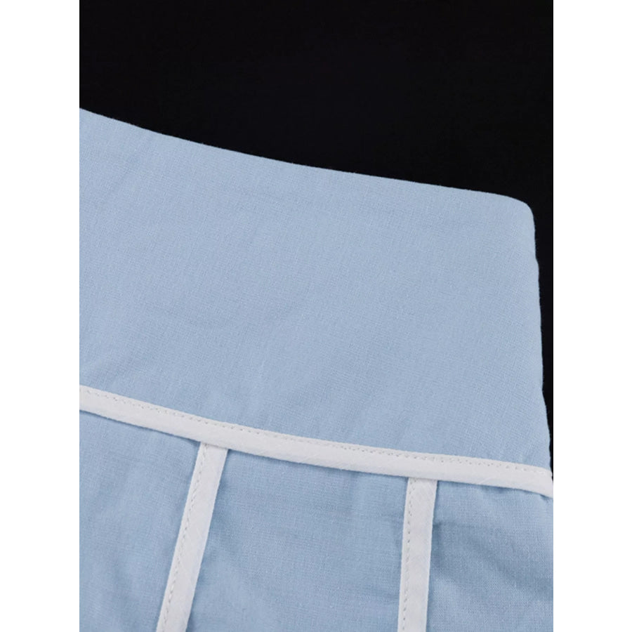 Contrast Trim Halter Neck Top and Skirt Set Apparel and Accessories