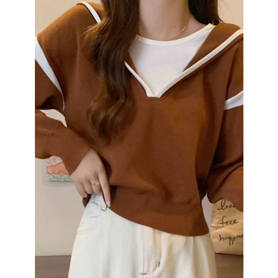 Contrast Trim Hooded Sweater Apparel and Accessories