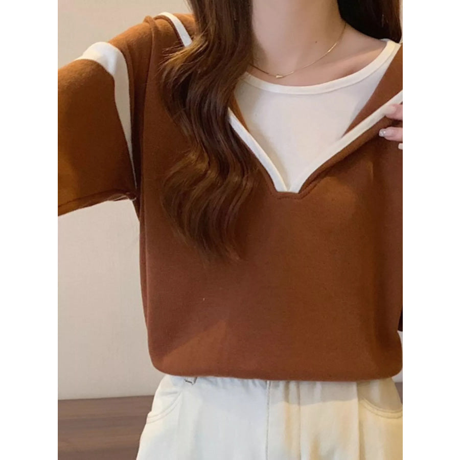 Contrast Trim Hooded Sweater Apparel and Accessories