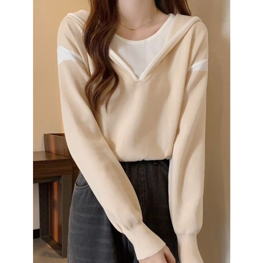 Contrast Trim Hooded Sweater Apparel and Accessories
