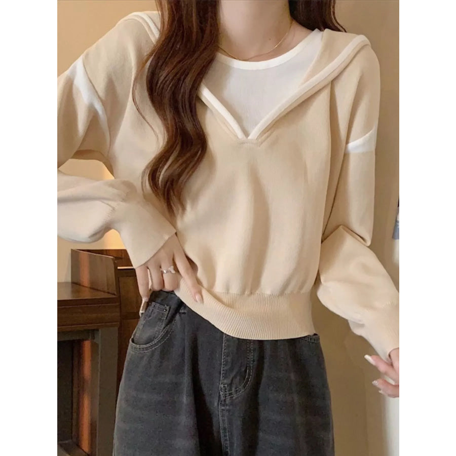 Contrast Trim Hooded Sweater Apparel and Accessories