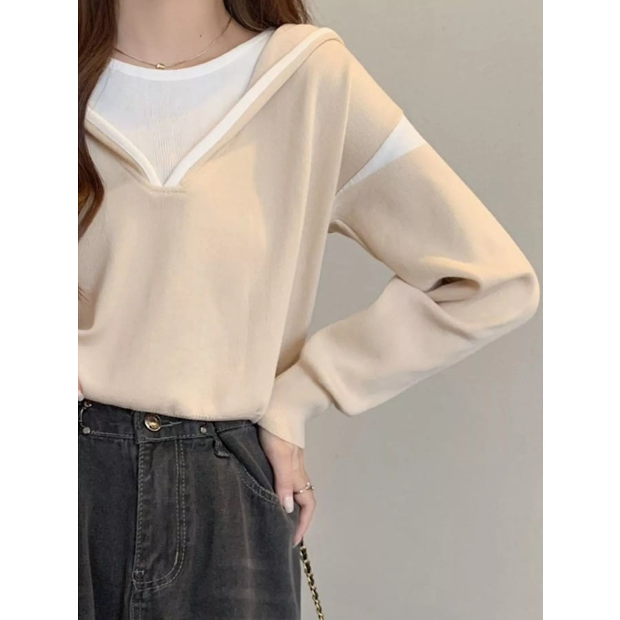 Contrast Trim Hooded Sweater Apparel and Accessories