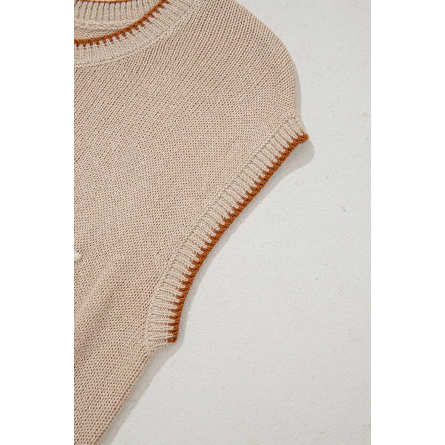 Contrast Trim Knit HOWDY Western Sweater Vest Apparel and Accessories