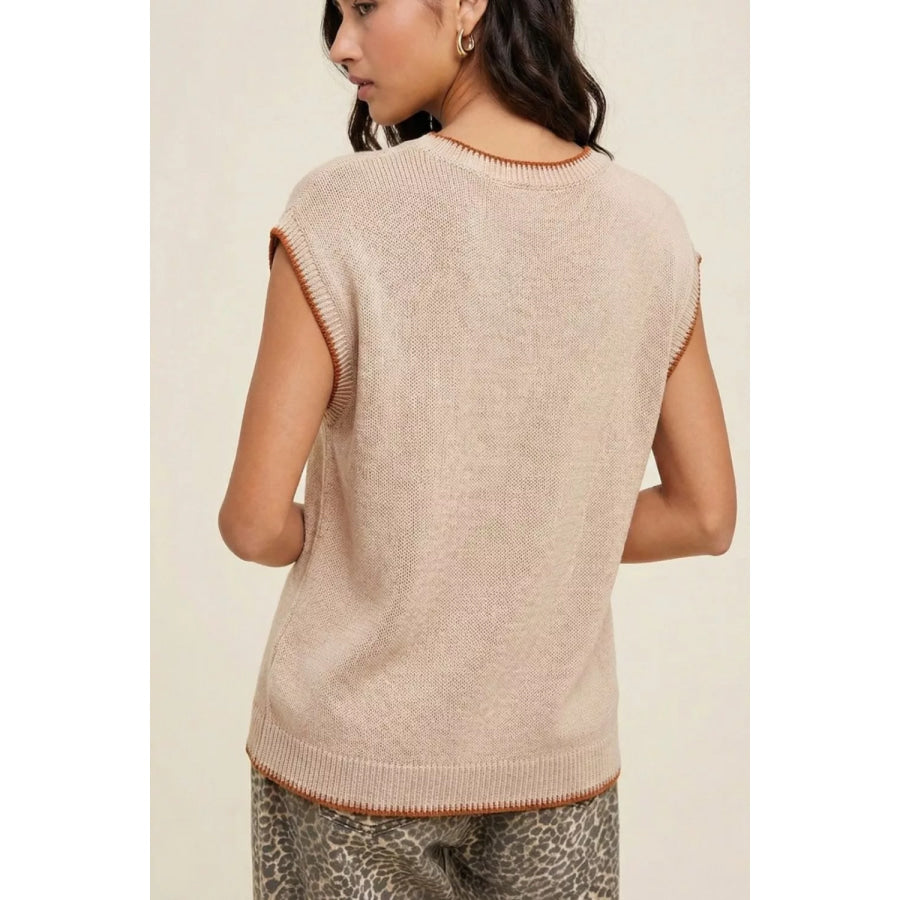 Contrast Trim Knit HOWDY Western Sweater Vest Apparel and Accessories