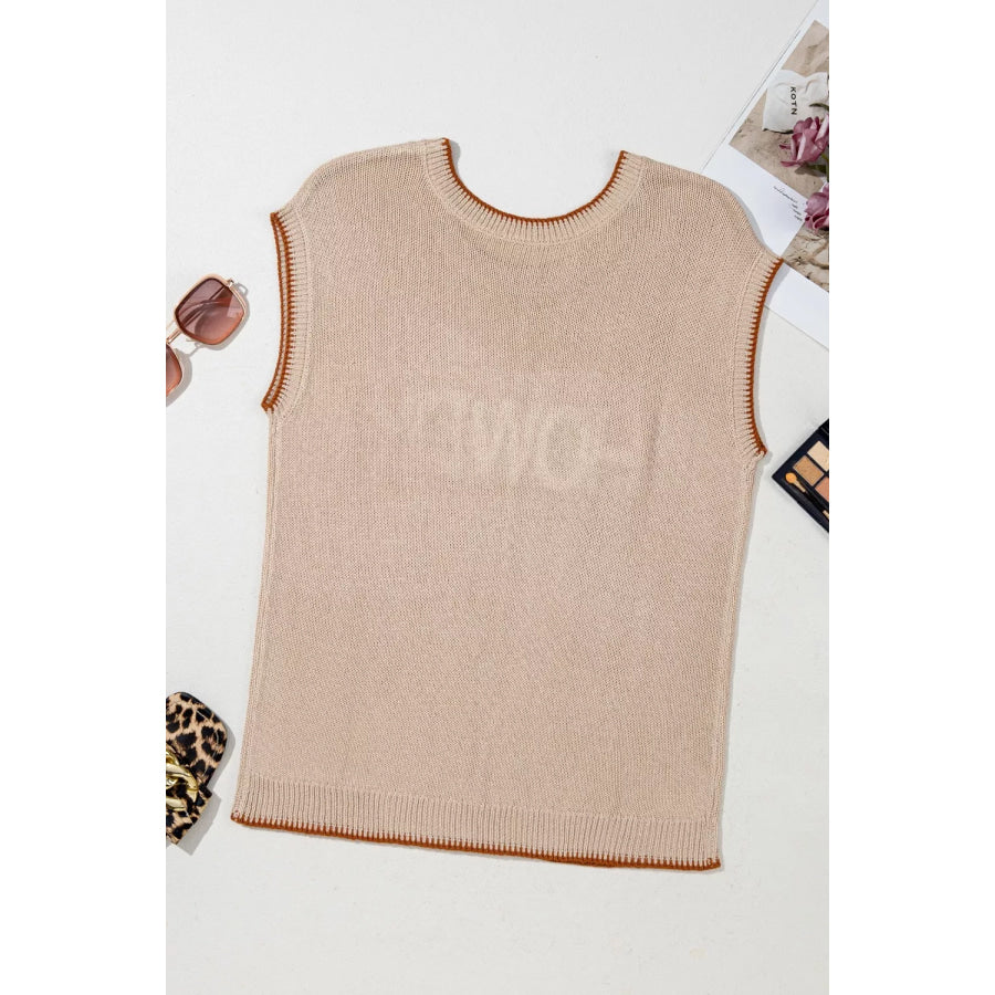 Contrast Trim Knit HOWDY Western Sweater Vest Apparel and Accessories