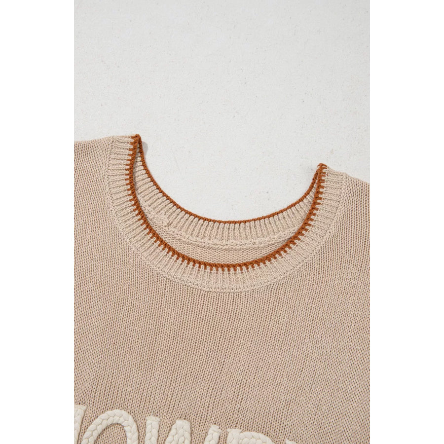 Contrast Trim Knit HOWDY Western Sweater Vest Apparel and Accessories