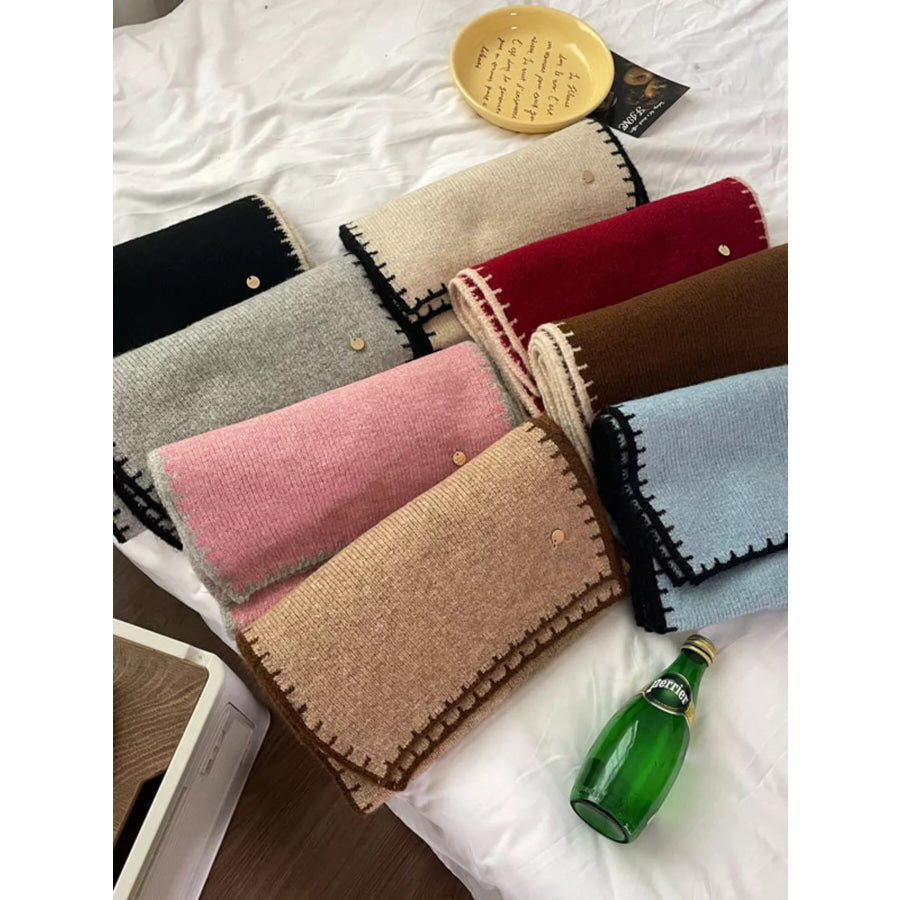 Contrast Trim Knit Scarf Apparel and Accessories
