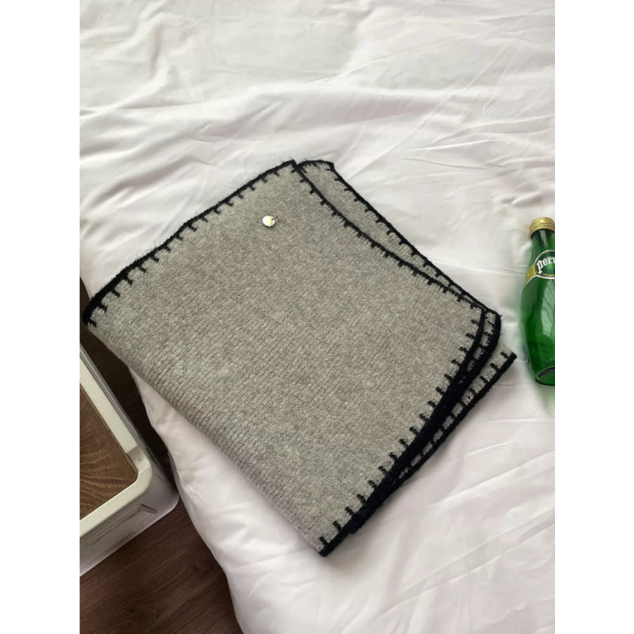 Contrast Trim Knit Scarf Gray / One Size Apparel and Accessories