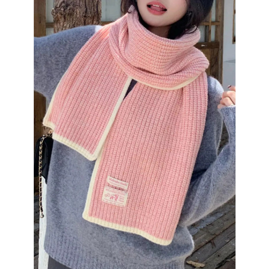 Contrast Trim Knitted Winter Scarf Apparel and Accessories
