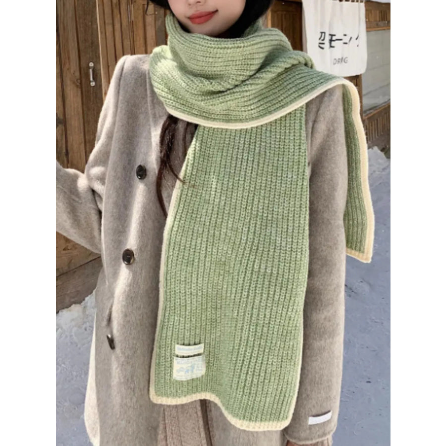 Contrast Trim Knitted Winter Scarf Apparel and Accessories