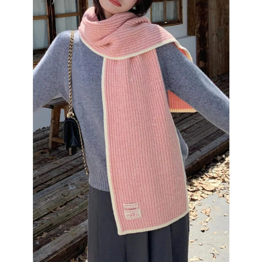 Contrast Trim Knitted Winter Scarf Apparel and Accessories