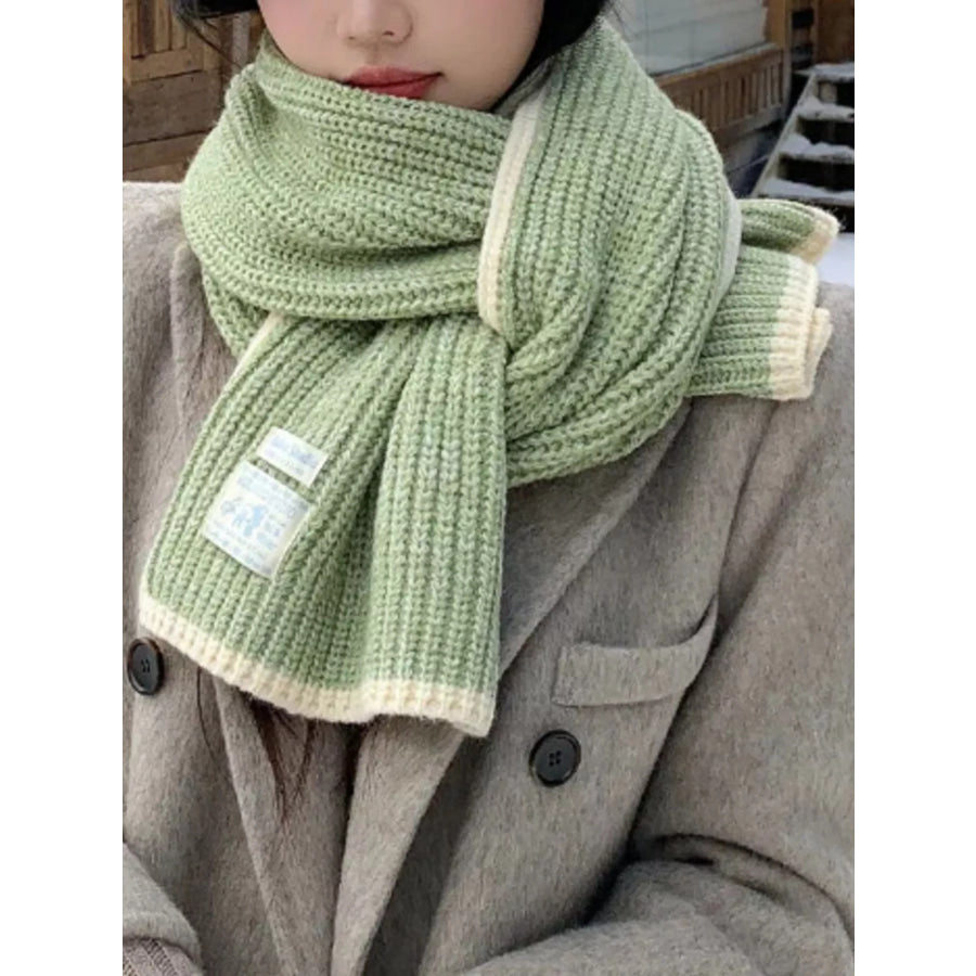 Contrast Trim Knitted Winter Scarf Apparel and Accessories