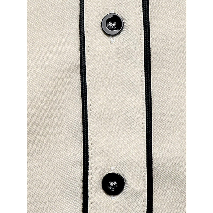Contrast Trim Long Sleeve Shirt Apparel and Accessories