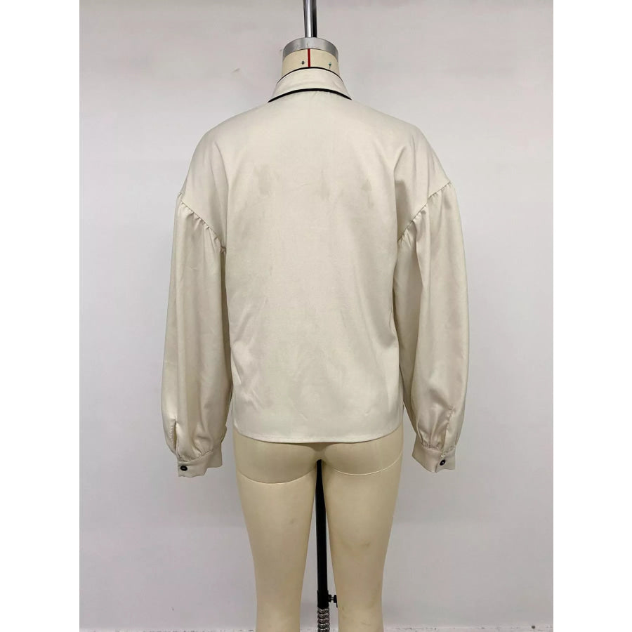 Contrast Trim Long Sleeve Shirt Apparel and Accessories
