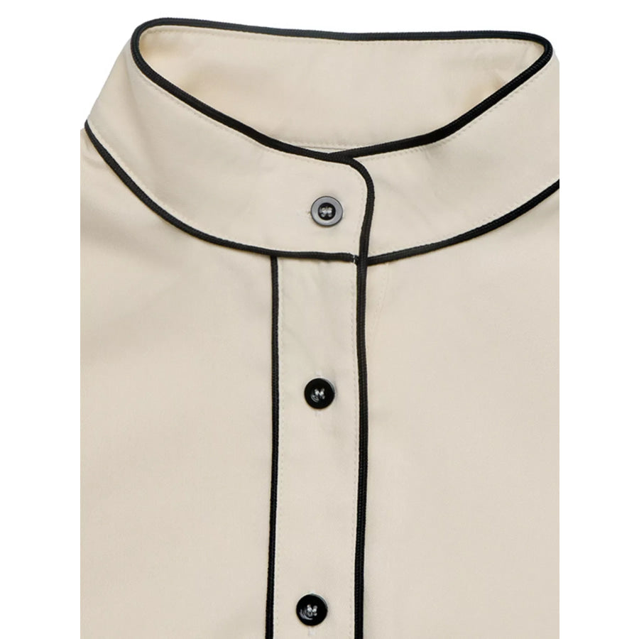 Contrast Trim Long Sleeve Shirt Apparel and Accessories