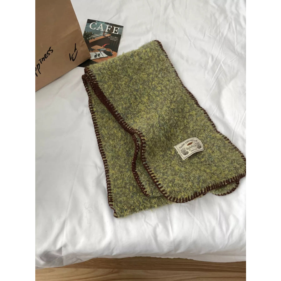 Contrast Trim Plush Winter Scarf Apparel and Accessories