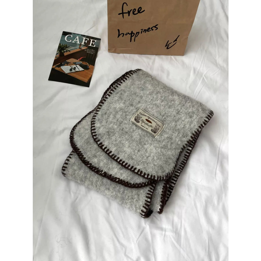 Contrast Trim Plush Winter Scarf Apparel and Accessories