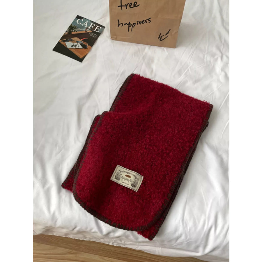 Contrast Trim Plush Winter Scarf Apparel and Accessories