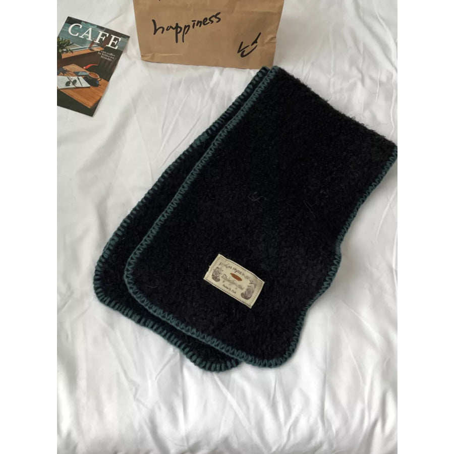 Contrast Trim Plush Winter Scarf Black / ONESIZE Apparel and Accessories