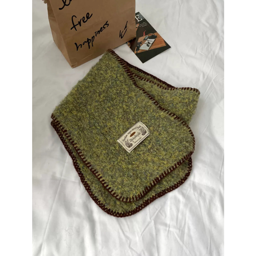 Contrast Trim Plush Winter Scarf Green / ONESIZE Apparel and Accessories