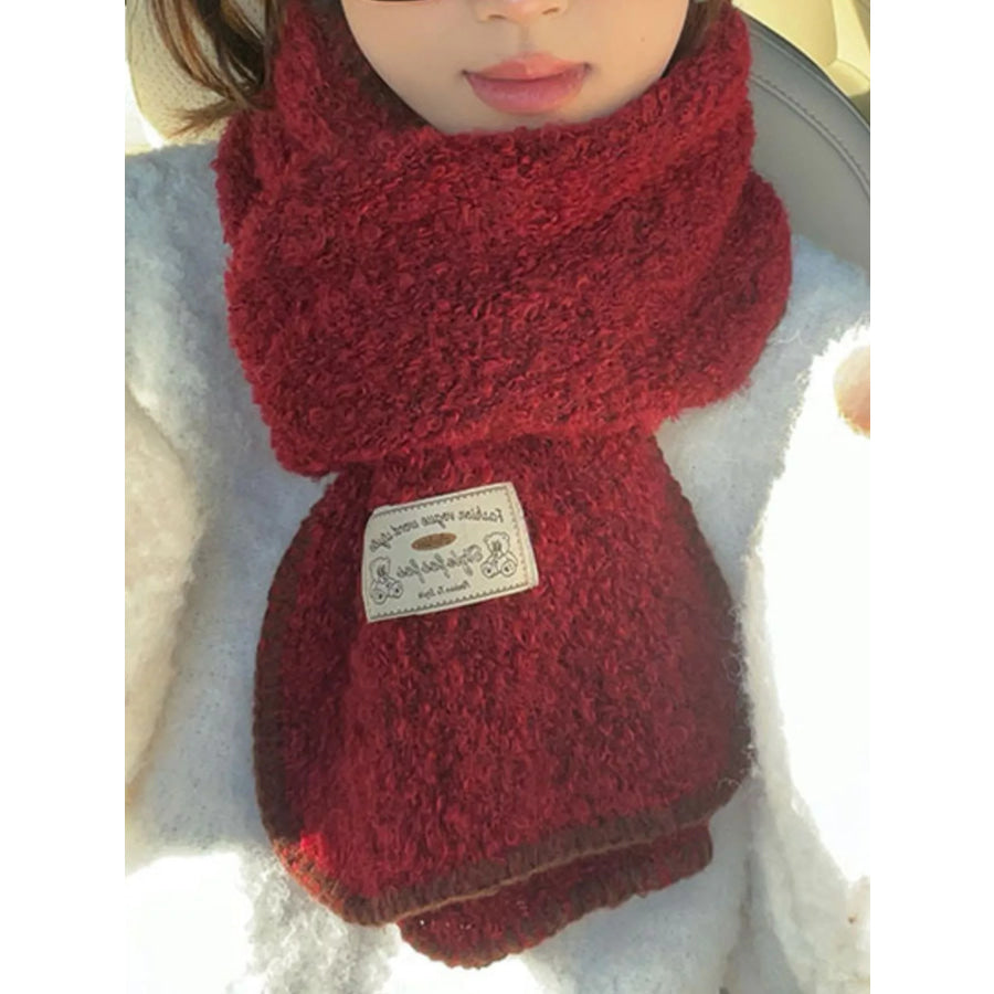 Contrast Trim Plush Winter Scarf Red / ONESIZE Apparel and Accessories