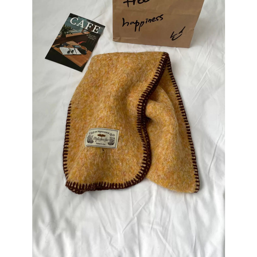 Contrast Trim Plush Winter Scarf Yellow / ONESIZE Apparel and Accessories