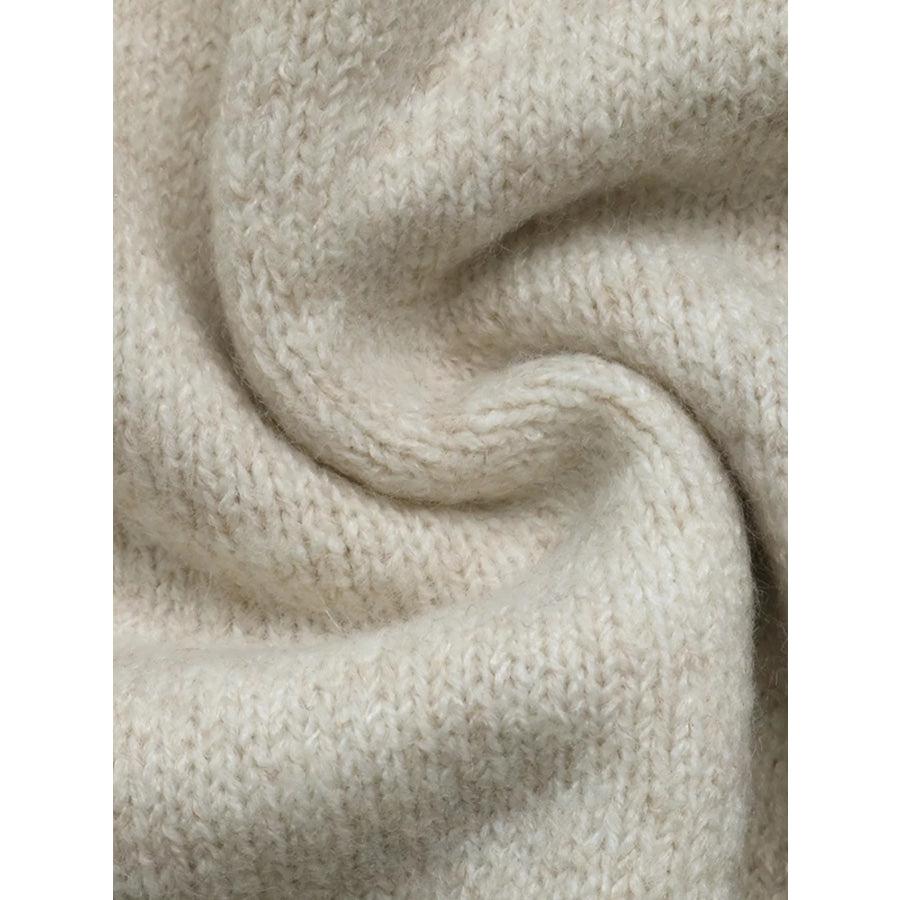 Contrast Trim Ribbed Cuff Tie-Sleeve Sweater Apparel and Accessories