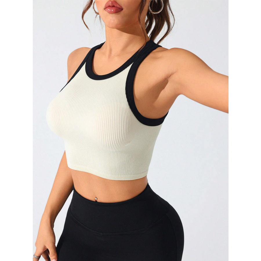 Contrast Trim Round Neck Active Tank Apparel and Accessories