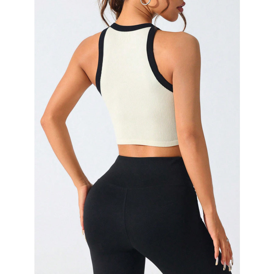 Contrast Trim Round Neck Active Tank Apparel and Accessories