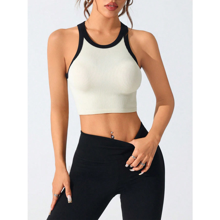 Contrast Trim Round Neck Active Tank Apparel and Accessories