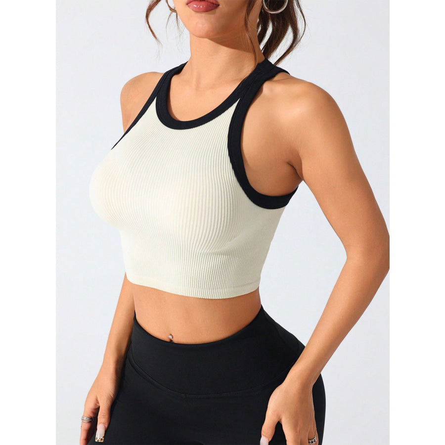 Contrast Trim Round Neck Active Tank Apparel and Accessories