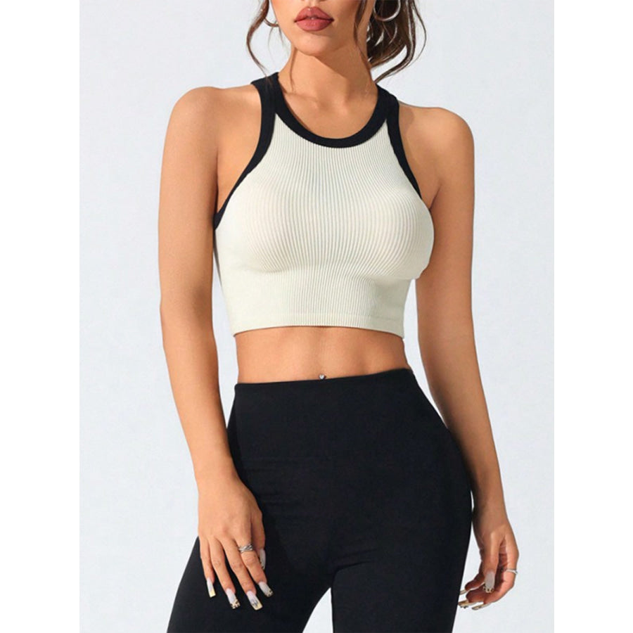 Contrast Trim Round Neck Active Tank Apparel and Accessories