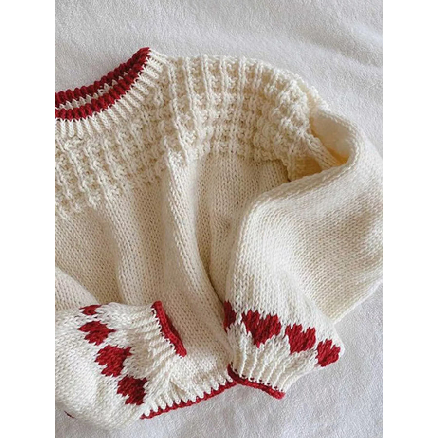 Contrast Trim Round Neck Sweater Apparel and Accessories