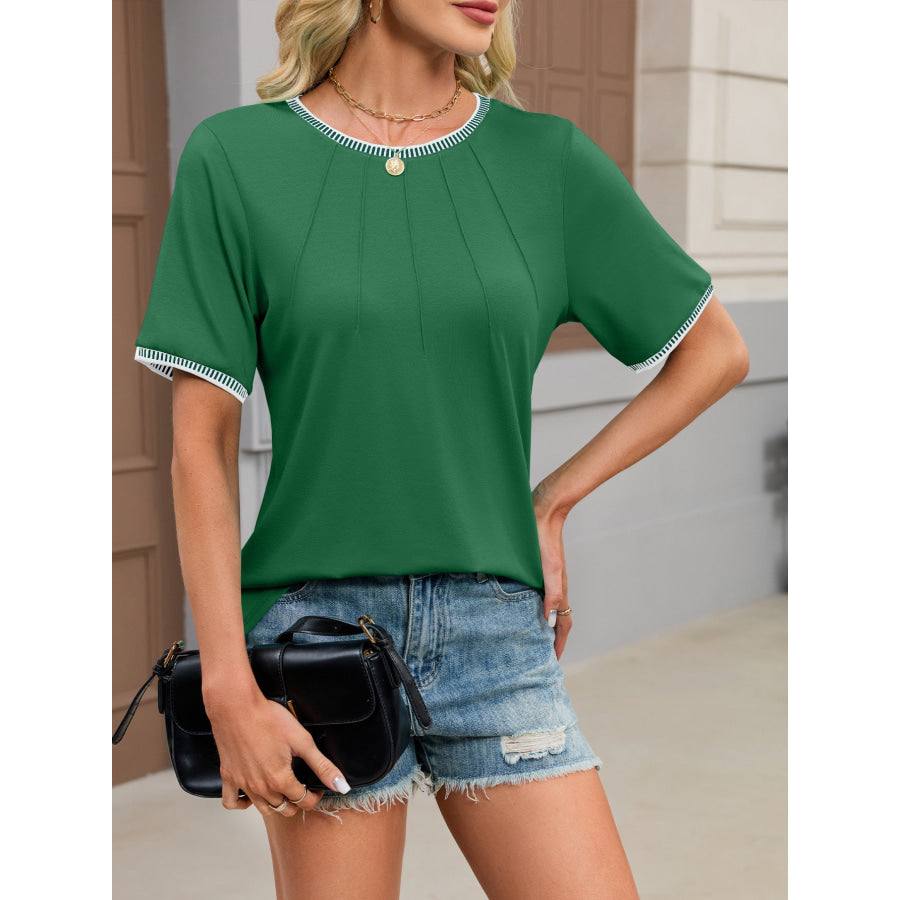 Contrast Trim Short Sleeve T-Shirt Apparel and Accessories