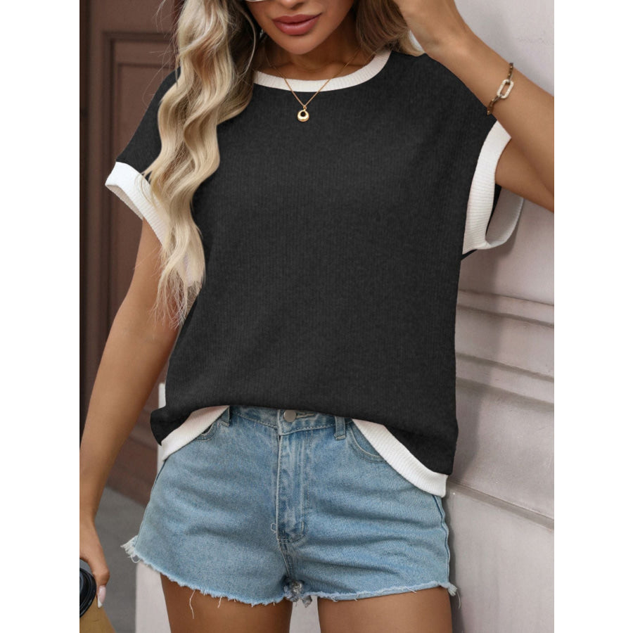 Contrast Trim Short Sleeve T-Shirt Apparel and Accessories