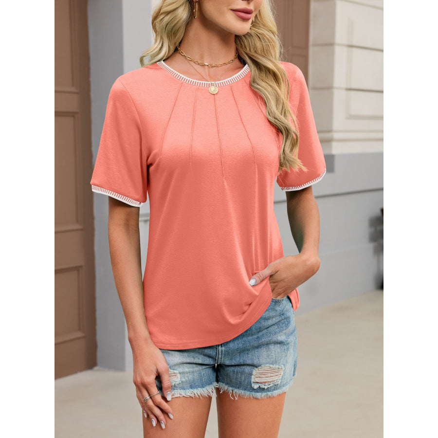 Contrast Trim Short Sleeve T-Shirt Apparel and Accessories