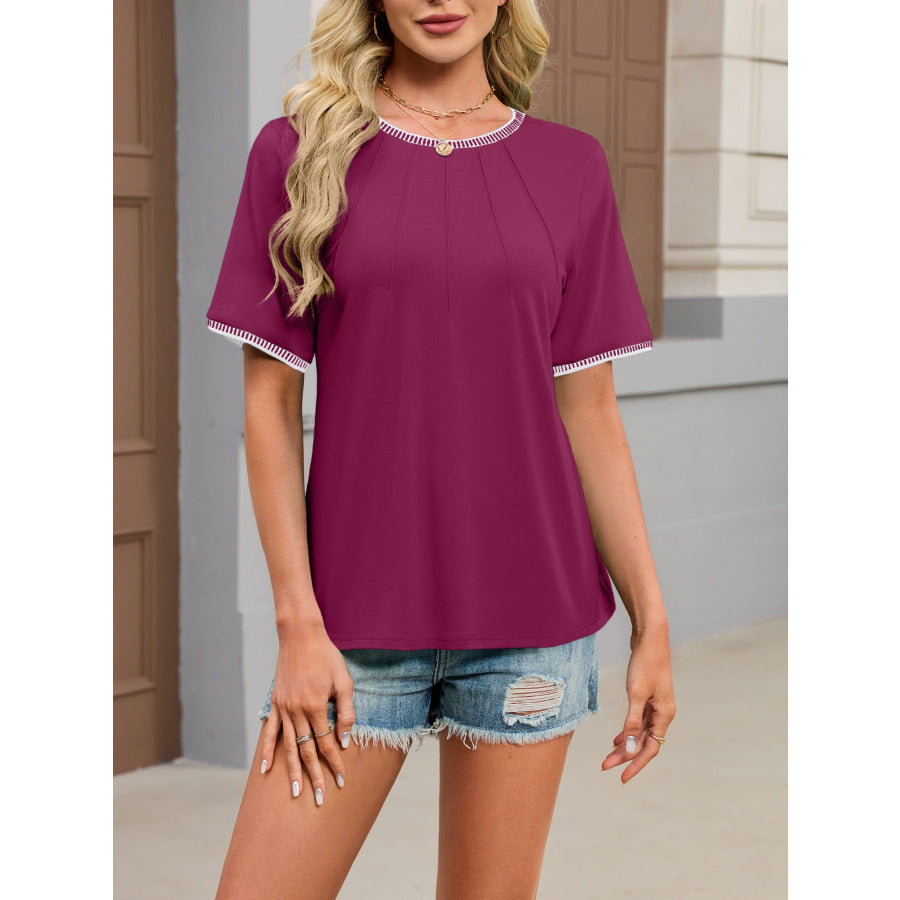 Contrast Trim Short Sleeve T-Shirt Apparel and Accessories