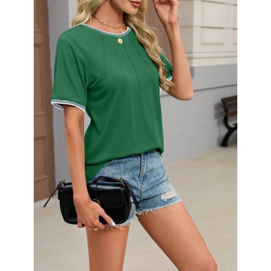 Contrast Trim Short Sleeve T-Shirt Apparel and Accessories