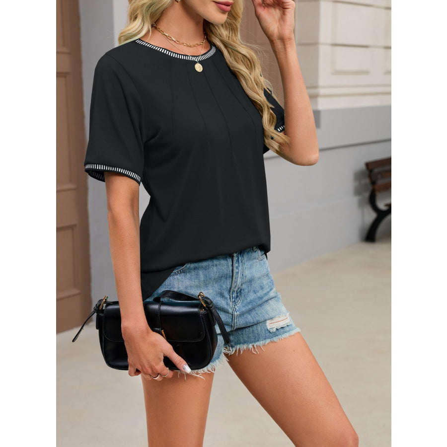 Contrast Trim Short Sleeve T-Shirt Apparel and Accessories