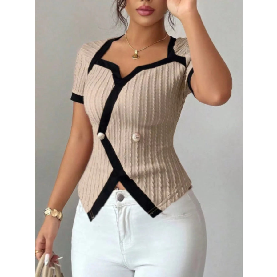 Contrast Trim Short Sleeve T-Shirt Apparel and Accessories