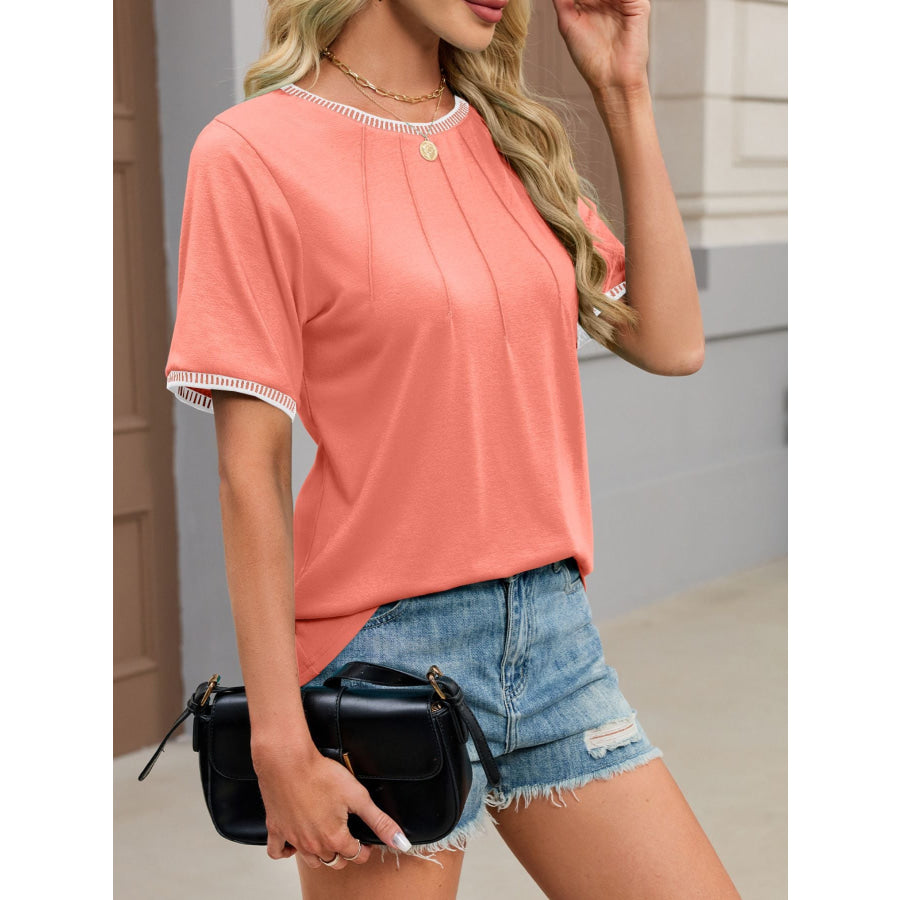 Contrast Trim Short Sleeve T-Shirt Apparel and Accessories
