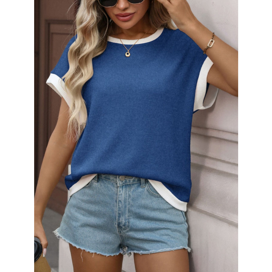 Contrast Trim Short Sleeve T-Shirt Apparel and Accessories