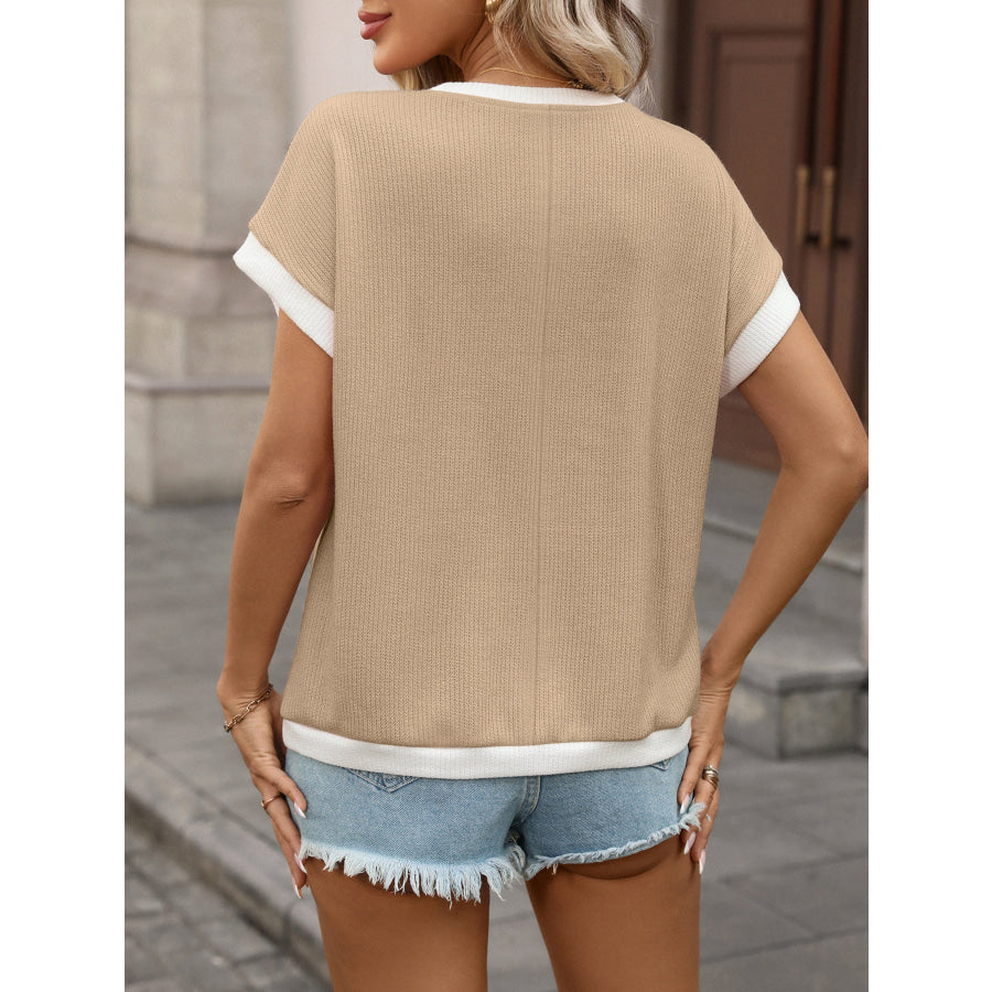 Contrast Trim Short Sleeve T-Shirt Apparel and Accessories