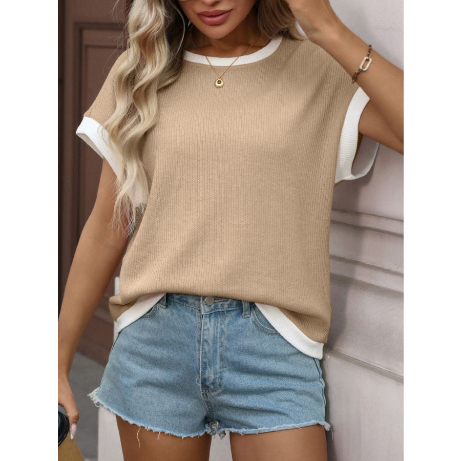 Contrast Trim Short Sleeve T-Shirt Apparel and Accessories