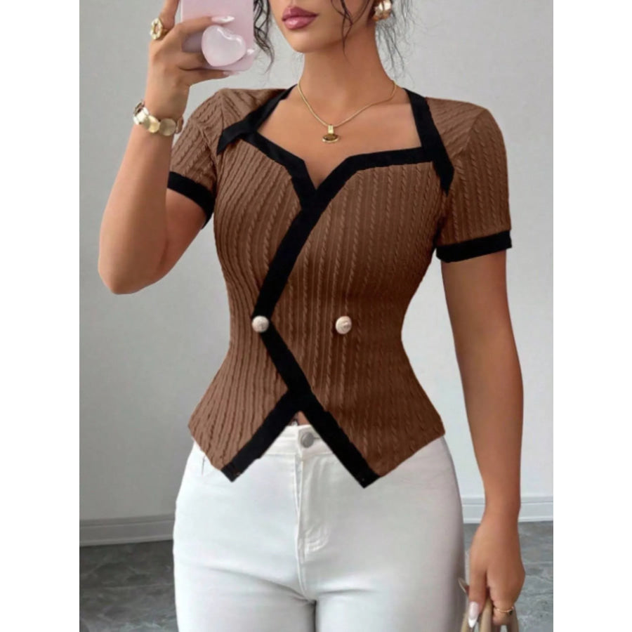 Contrast Trim Short Sleeve T-Shirt Apparel and Accessories