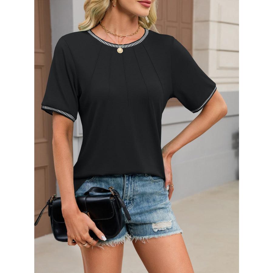 Contrast Trim Short Sleeve T-Shirt Apparel and Accessories