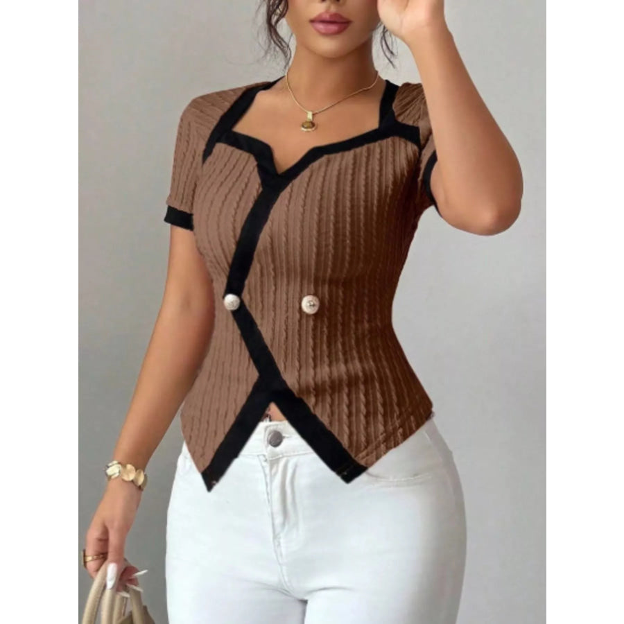 Contrast Trim Short Sleeve T-Shirt Apparel and Accessories