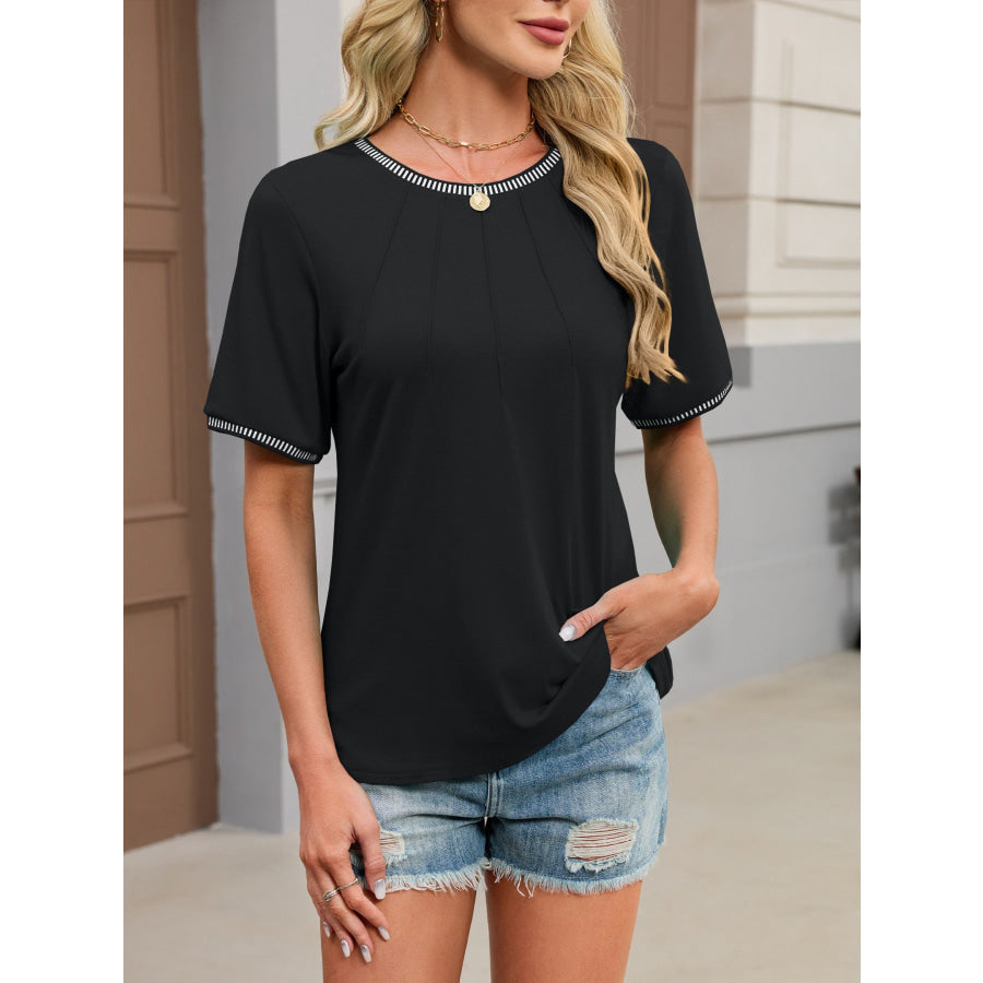 Contrast Trim Short Sleeve T-Shirt Apparel and Accessories