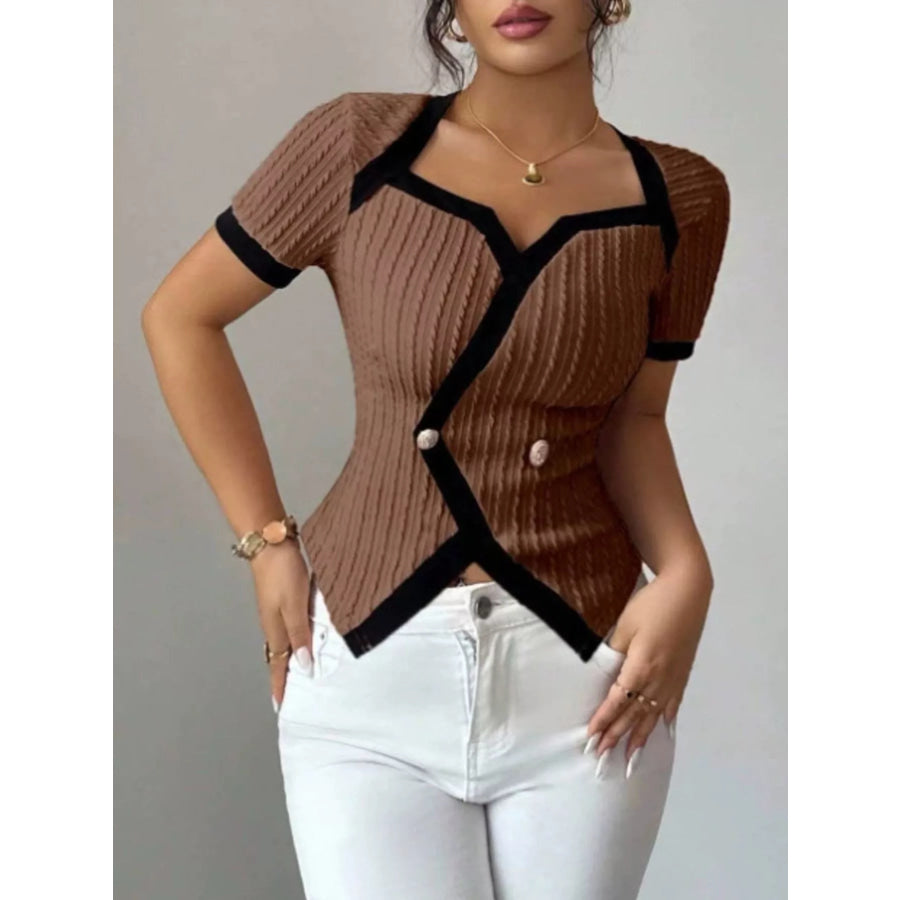 Contrast Trim Short Sleeve T-Shirt Apparel and Accessories
