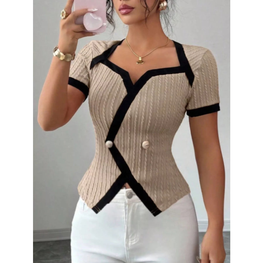Contrast Trim Short Sleeve T-Shirt Apparel and Accessories